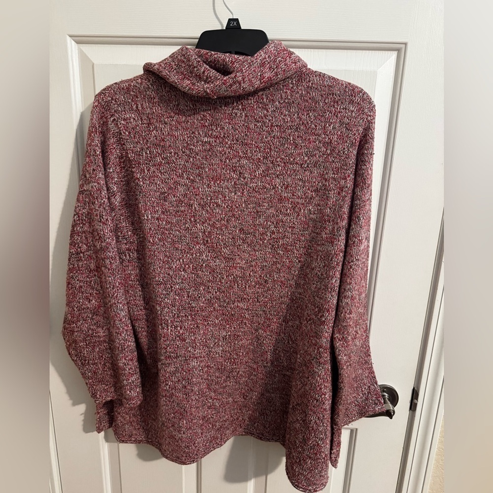 Pure J. Jill Wool Blend Cowl Sweater Oversized Marled Burgundy Red Size XL - Picture 7 of 7